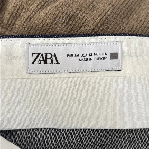 Zara Dark Blue Denim Wide-Leg Trouser High Waist Jeans Women’s Size 12 - Picture 6 of 9
